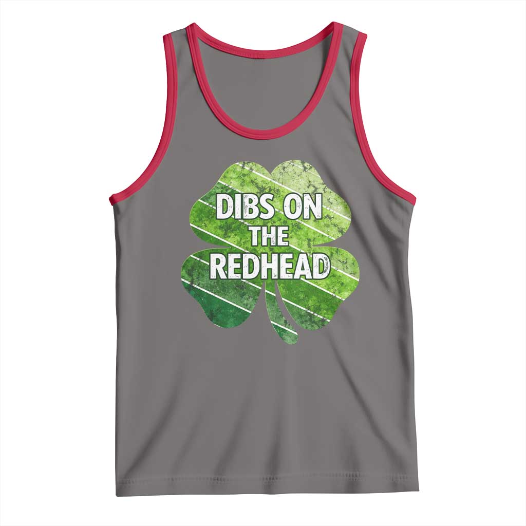 Funny Irish St Patricks Day Dibs On The Redhead Tank Top Retro Vintage Lucky Shamrock TS10 Deep Heather Red Print Your Wear