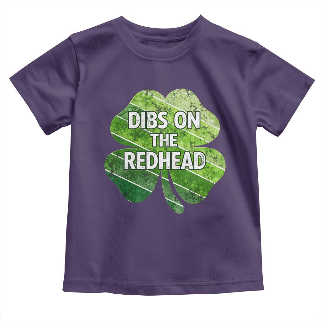 Funny Irish St Patricks Day Dibs On The Redhead Toddler T Shirt Retro Vintage Lucky Shamrock TS10 Purple Print Your Wear