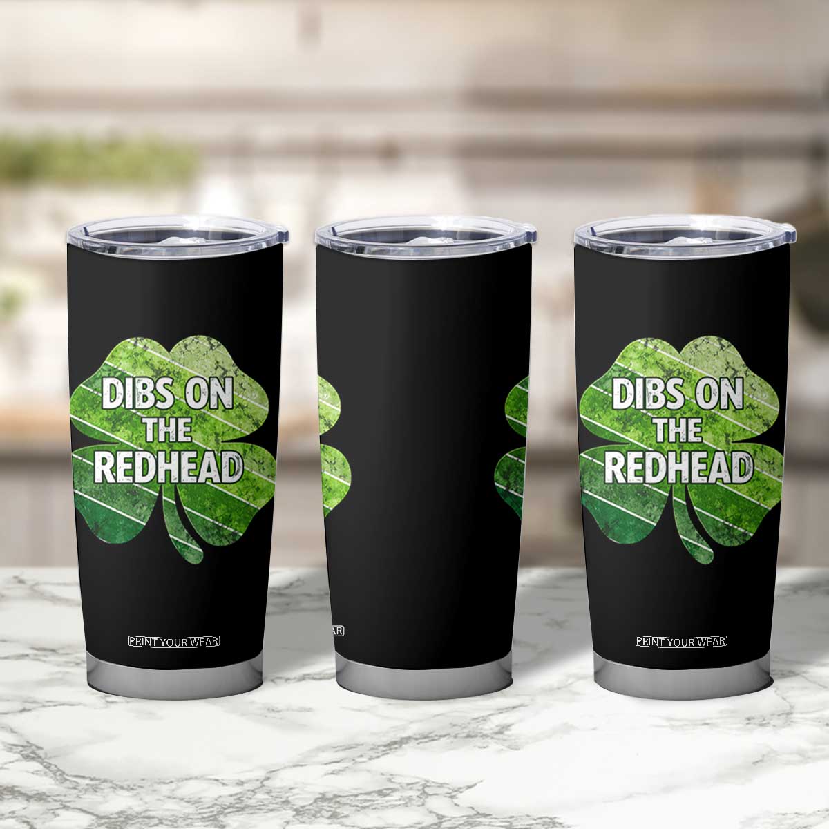 Funny Irish St Patricks Day Dibs On The Redhead Tumbler Cup Retro Vintage Lucky Shamrock TS10 Print Your Wear