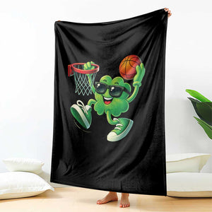 Basketball St Patricks Day Throw Blanket Cute Irish Shamrock Playing Basketball Player Team Boys TS10 Print Your Wear