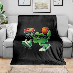 Basketball St Patricks Day Throw Blanket Cute Irish Shamrock Playing Basketball Player Team Boys TS10 Print Your Wear