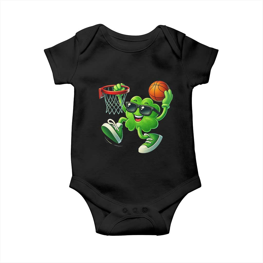 Basketball St Patricks Day Baby Onesie Cute Irish Shamrock Playing Basketball Player Team Boys TS10 Black Print Your Wear