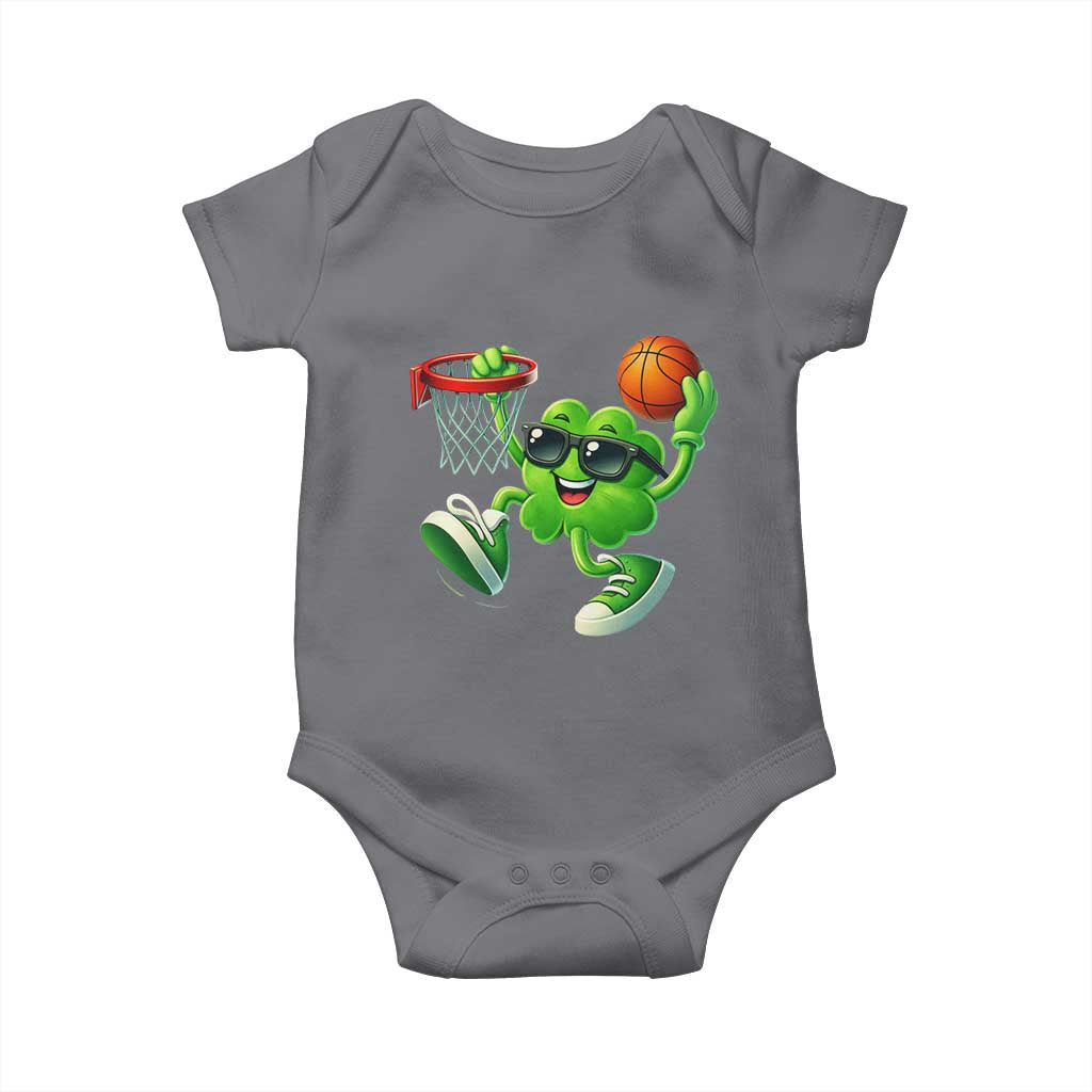 Basketball St Patricks Day Baby Onesie Cute Irish Shamrock Playing Basketball Player Team Boys TS10 Charcoal Print Your Wear