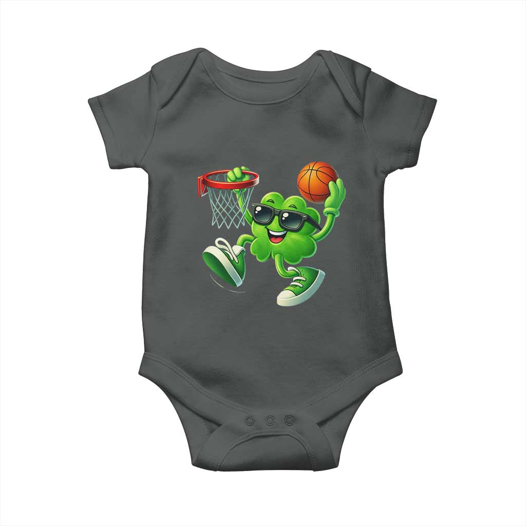 Basketball St Patricks Day Baby Onesie Cute Irish Shamrock Playing Basketball Player Team Boys TS10 Dark Heather Print Your Wear