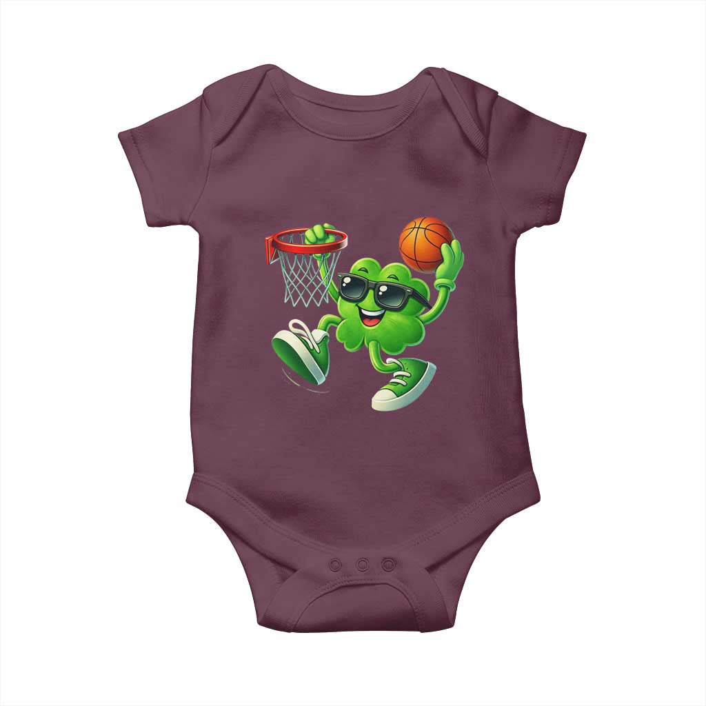Basketball St Patricks Day Baby Onesie Cute Irish Shamrock Playing Basketball Player Team Boys TS10 Maroon Print Your Wear