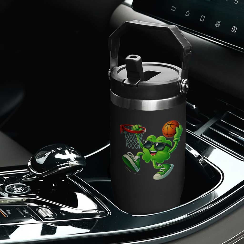 Basketball St Patricks Day Flip Straw Tumbler Cute Irish Shamrock Playing Basketball Player Team Boys TS10 Print Your Wear