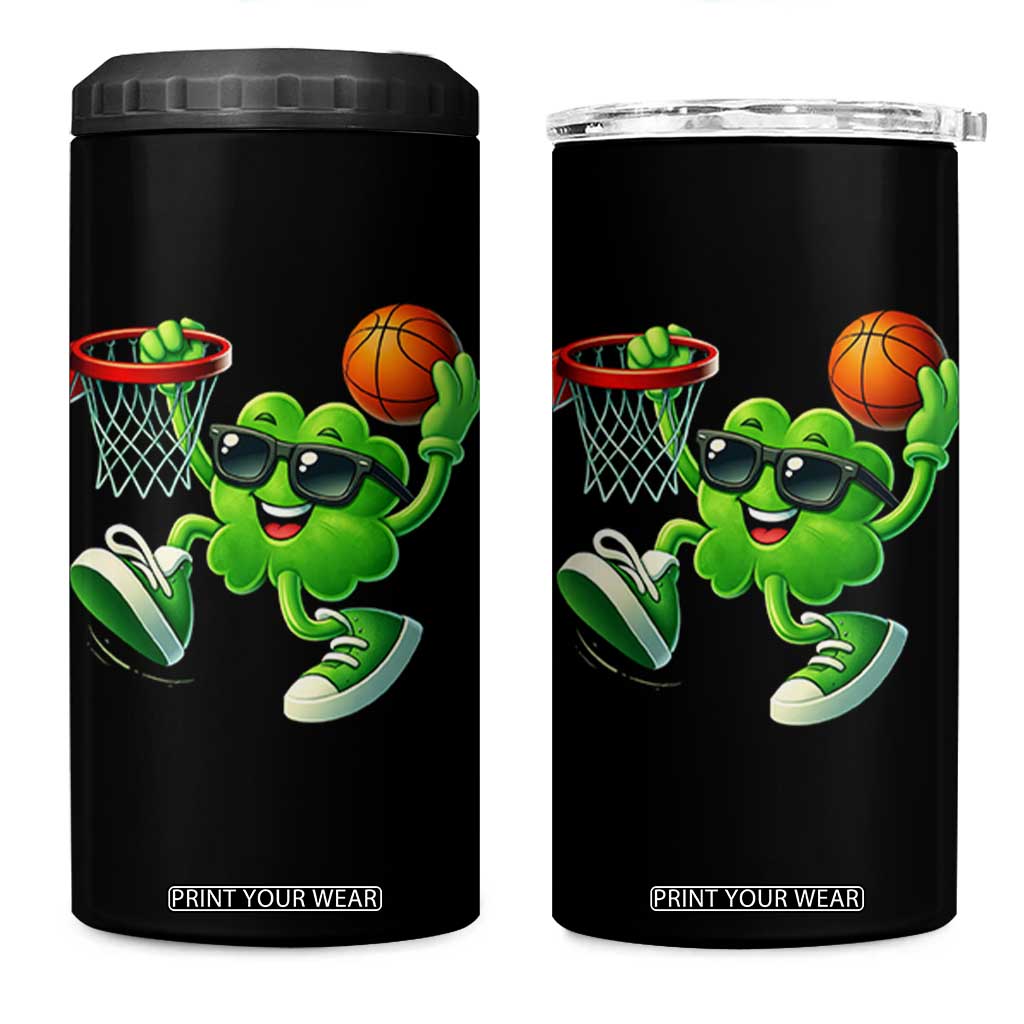 Basketball St Patricks Day 4 in 1 Can Cooler Tumbler Cute Irish Shamrock Playing Basketball Player Team Boys TS10 One Size: 16 oz Black Print Your Wear