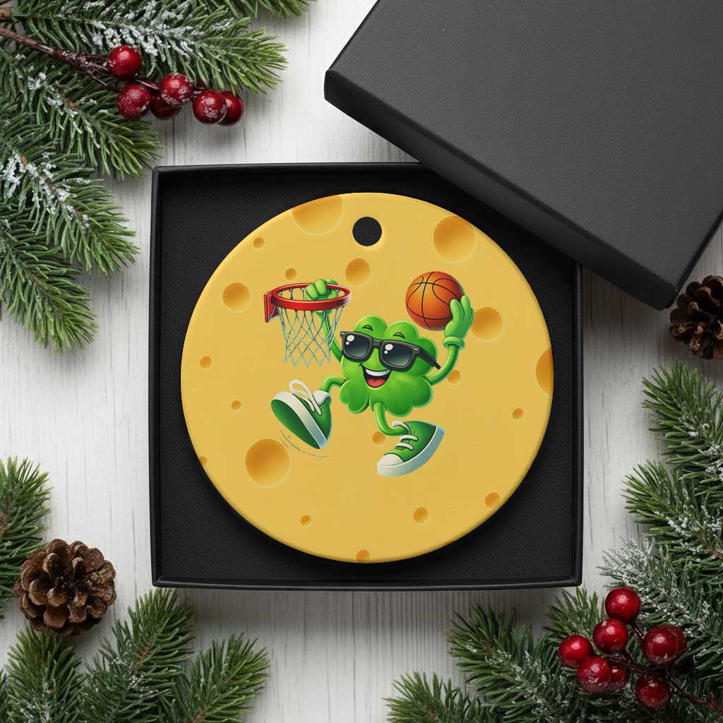 Basketball St Patricks Day Ceramic Ornament Cute Irish Shamrock Playing Basketball Player Team Boys TS10 1pc Yellow Cheese Print Your Wear