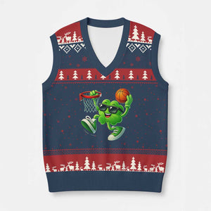 Basketball St Patricks Day V-Neck Knit Sweater Vest Cute Irish Shamrock Playing Basketball Player Team Boys TS10 Navy Red Print Your Wear