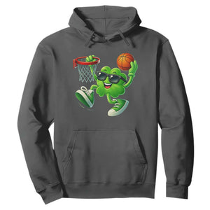 Basketball St Patricks Day Hoodie Cute Irish Shamrock Playing Basketball Player Team Boys TS10 Dark Heather Print Your Wear