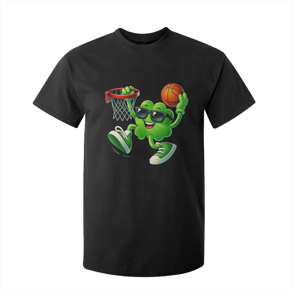 Basketball St Patricks Day T Shirt For Kid Cute Irish Shamrock Playing Basketball Player Team Boys TS10 Black Print Your Wear