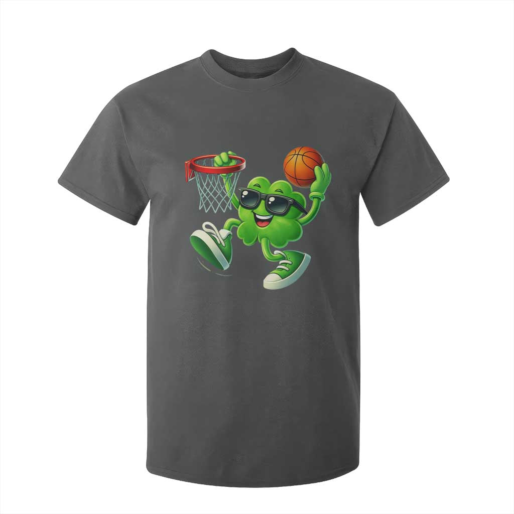 Basketball St Patricks Day T Shirt For Kid Cute Irish Shamrock Playing Basketball Player Team Boys TS10 Dark Heather Print Your Wear