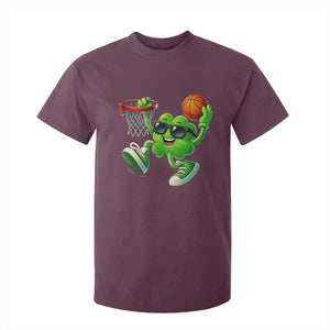 Basketball St Patricks Day T Shirt For Kid Cute Irish Shamrock Playing Basketball Player Team Boys TS10 Maroon Print Your Wear