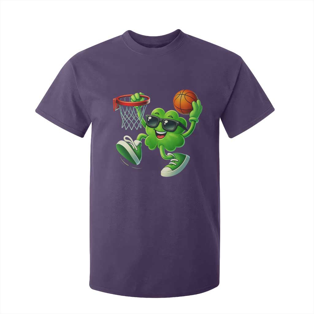 Basketball St Patricks Day T Shirt For Kid Cute Irish Shamrock Playing Basketball Player Team Boys TS10 Purple Print Your Wear