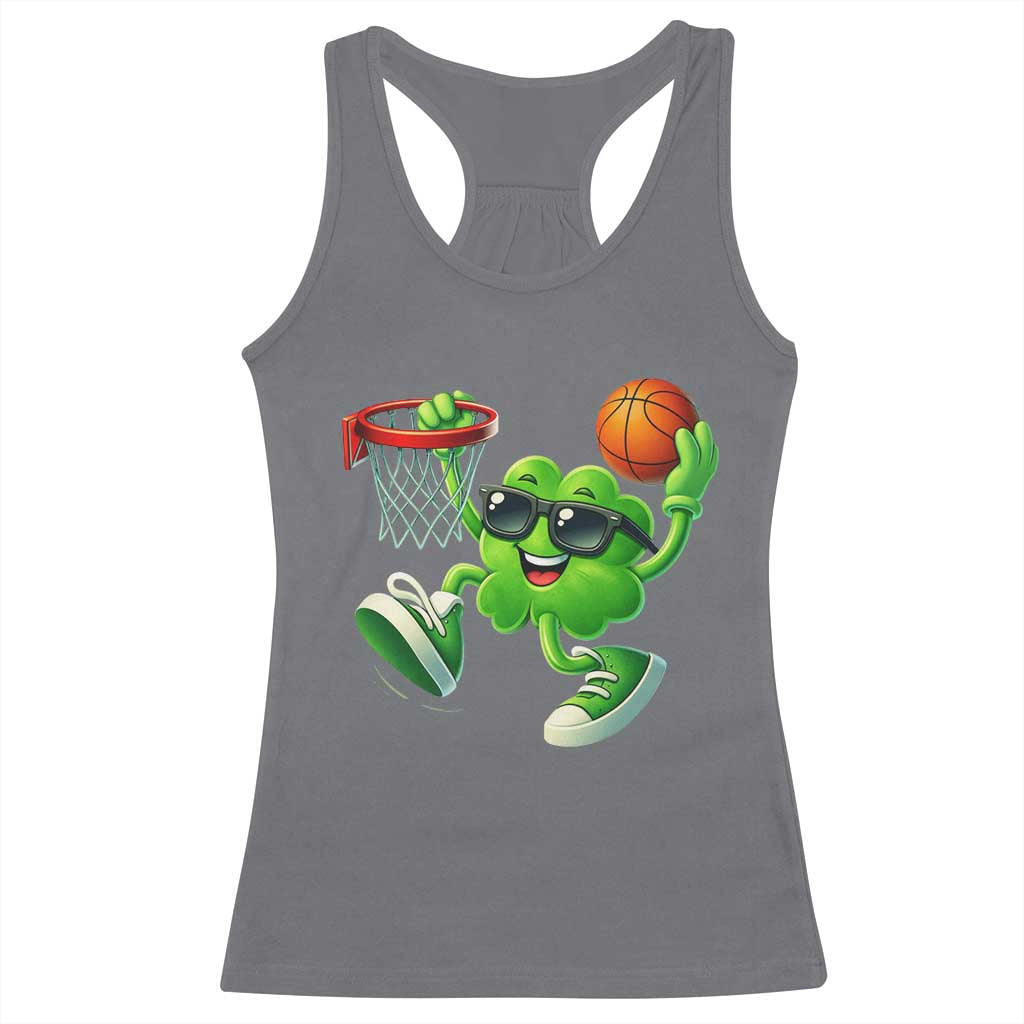 Basketball St Patricks Day Racerback Tank Top Cute Irish Shamrock Playing Basketball Player Team Boys TS10 Charcoal Print Your Wear