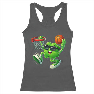 Basketball St Patricks Day Racerback Tank Top Cute Irish Shamrock Playing Basketball Player Team Boys TS10 Dark Heather Print Your Wear