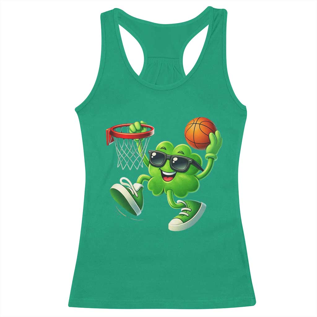 Basketball St Patricks Day Racerback Tank Top Cute Irish Shamrock Playing Basketball Player Team Boys TS10 Irish Green Print Your Wear