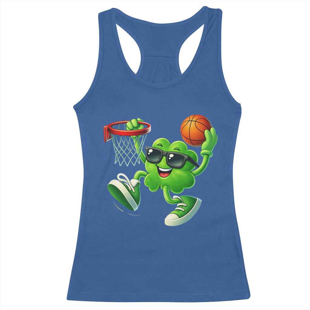 Basketball St Patricks Day Racerback Tank Top Cute Irish Shamrock Playing Basketball Player Team Boys TS10 Royal Blue Print Your Wear