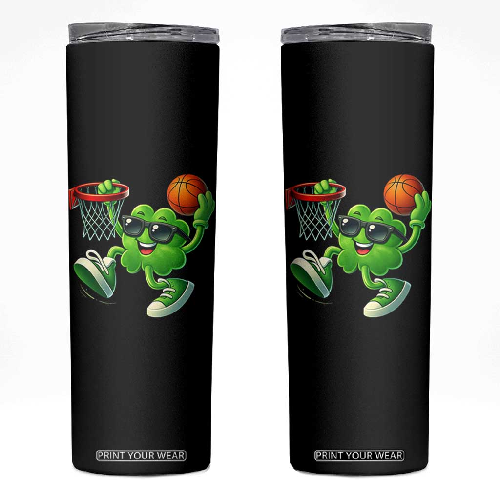 Basketball St Patricks Day Skinny Tumbler Cute Irish Shamrock Playing Basketball Player Team Boys TS10 Black Print Your Wear