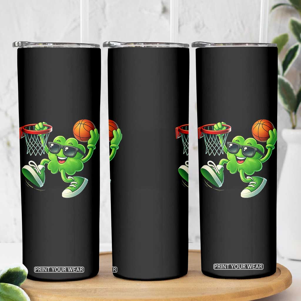 Basketball St Patricks Day Skinny Tumbler Cute Irish Shamrock Playing Basketball Player Team Boys TS10 Print Your Wear