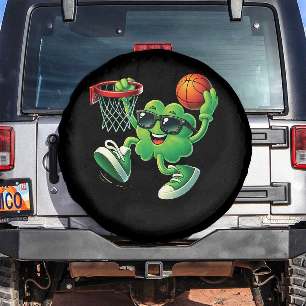 Basketball St Patricks Day Spare Tire Cover Cute Irish Shamrock Playing Basketball Player Team Boys TS10 No hole Black Print Your Wear