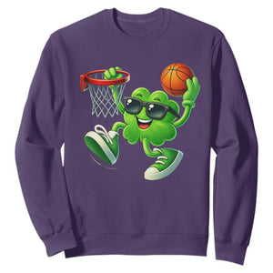 Basketball St Patricks Day Sweatshirt Cute Irish Shamrock Playing Basketball Player Team Boys TS10 Purple Print Your Wear