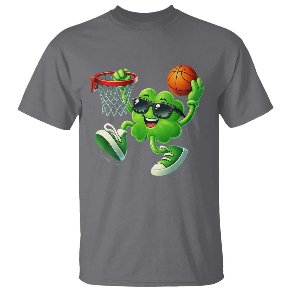 Basketball St Patricks Day T Shirt Cute Irish Shamrock Playing Basketball Player Team Boys TS10 Charcoal Print Your Wear