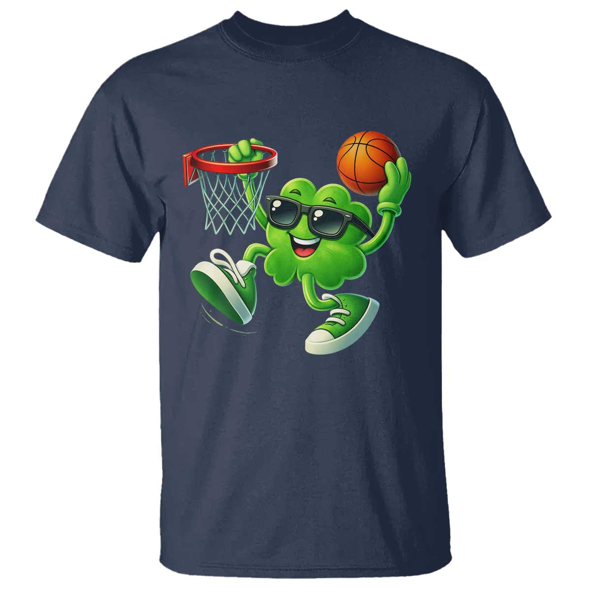 Basketball St Patricks Day T Shirt Cute Irish Shamrock Playing Basketball Player Team Boys TS10 Navy Print Your Wear