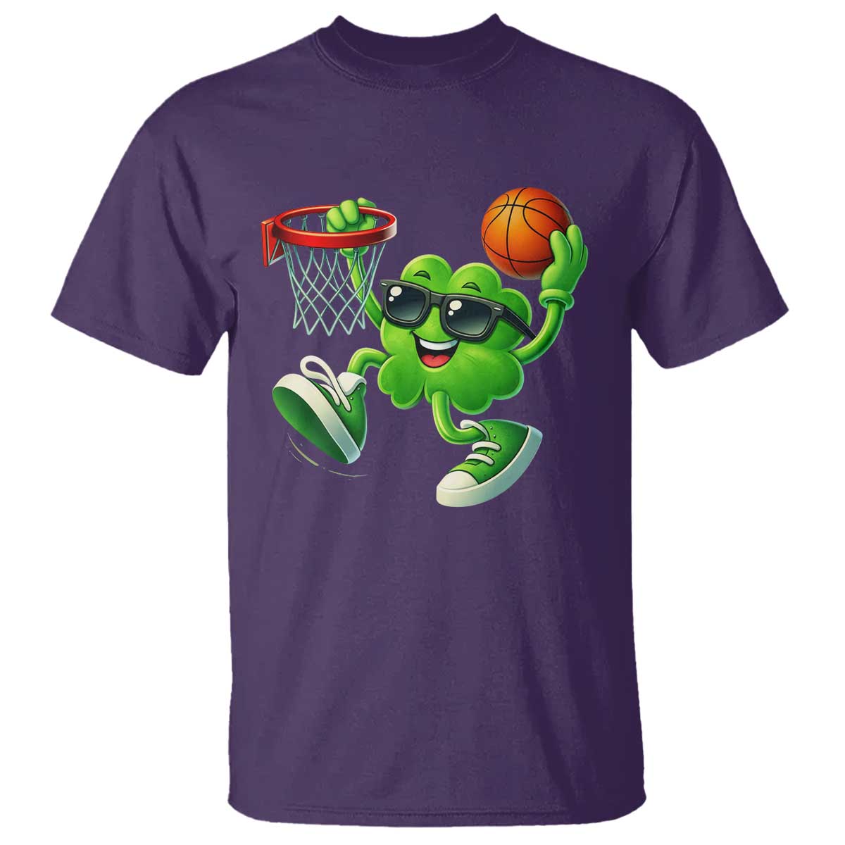 Basketball St Patricks Day T Shirt Cute Irish Shamrock Playing Basketball Player Team Boys TS10 Purple Print Your Wear