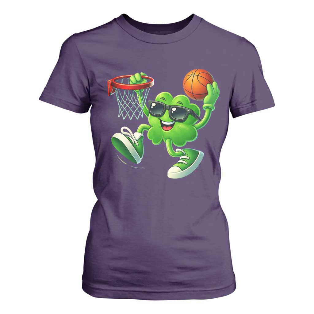 Basketball St Patricks Day T Shirt For Women Cute Irish Shamrock Playing Basketball Player Team Boys TS10 Purple Print Your Wear