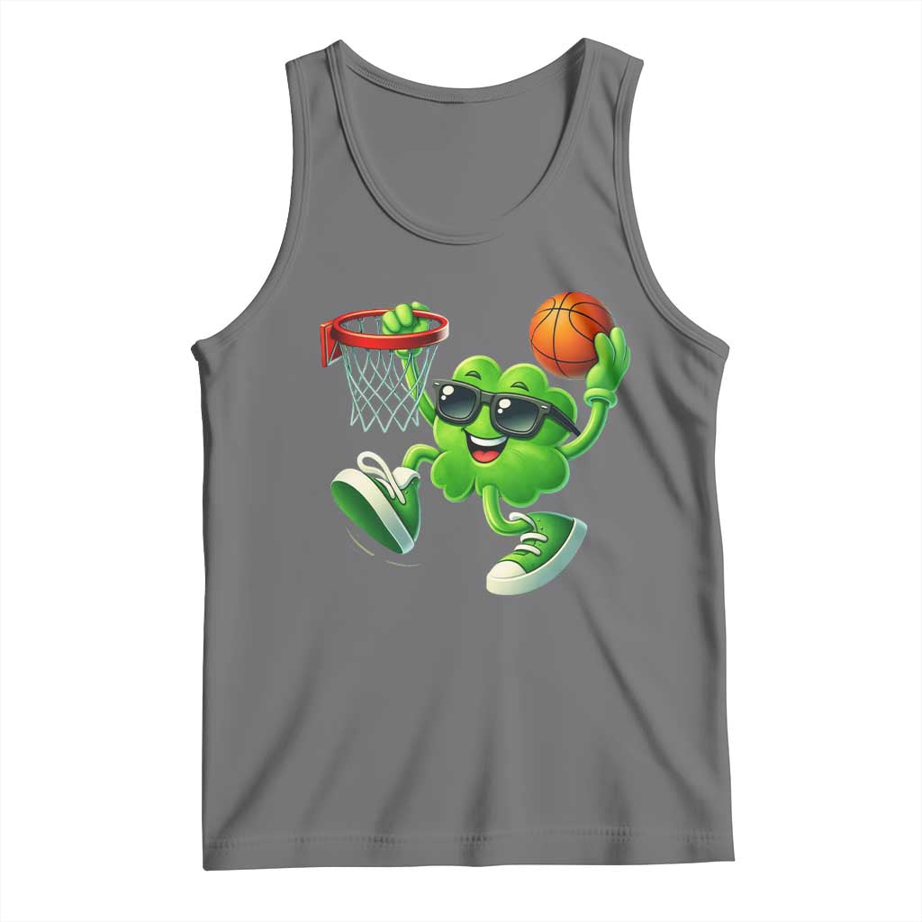 Basketball St Patricks Day Tank Top Cute Irish Shamrock Playing Basketball Player Team Boys TS10 Black Heather Print Your Wear