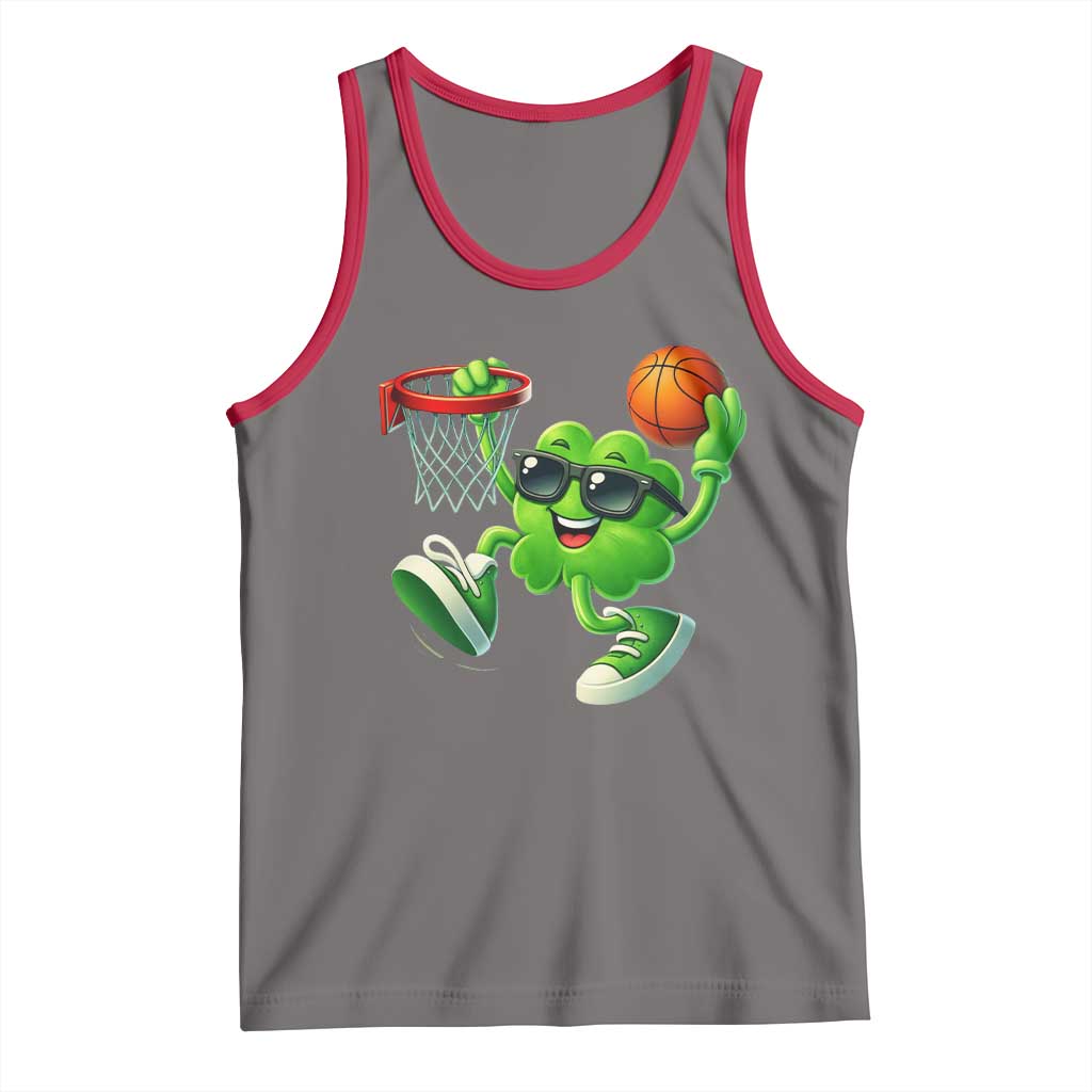 Basketball St Patricks Day Tank Top Cute Irish Shamrock Playing Basketball Player Team Boys TS10 Deep Heather Red Print Your Wear