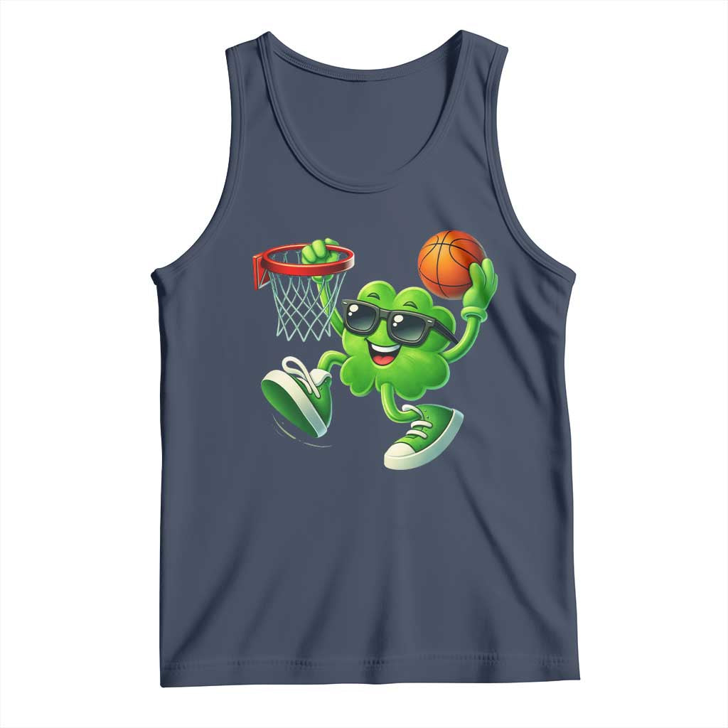 Basketball St Patricks Day Tank Top Cute Irish Shamrock Playing Basketball Player Team Boys TS10 Navy Print Your Wear