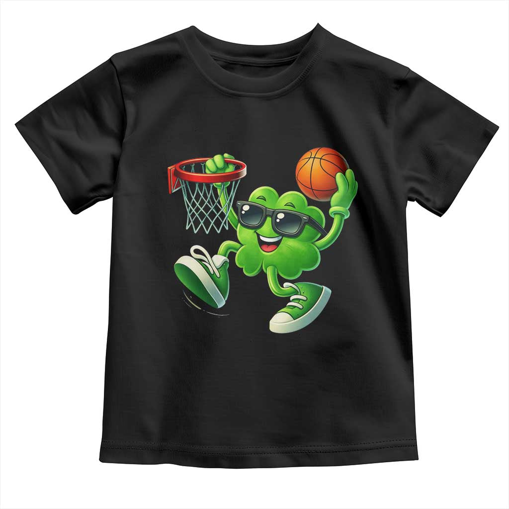 Basketball St Patricks Day Toddler T Shirt Cute Irish Shamrock Playing Basketball Player Team Boys TS10 Black Print Your Wear