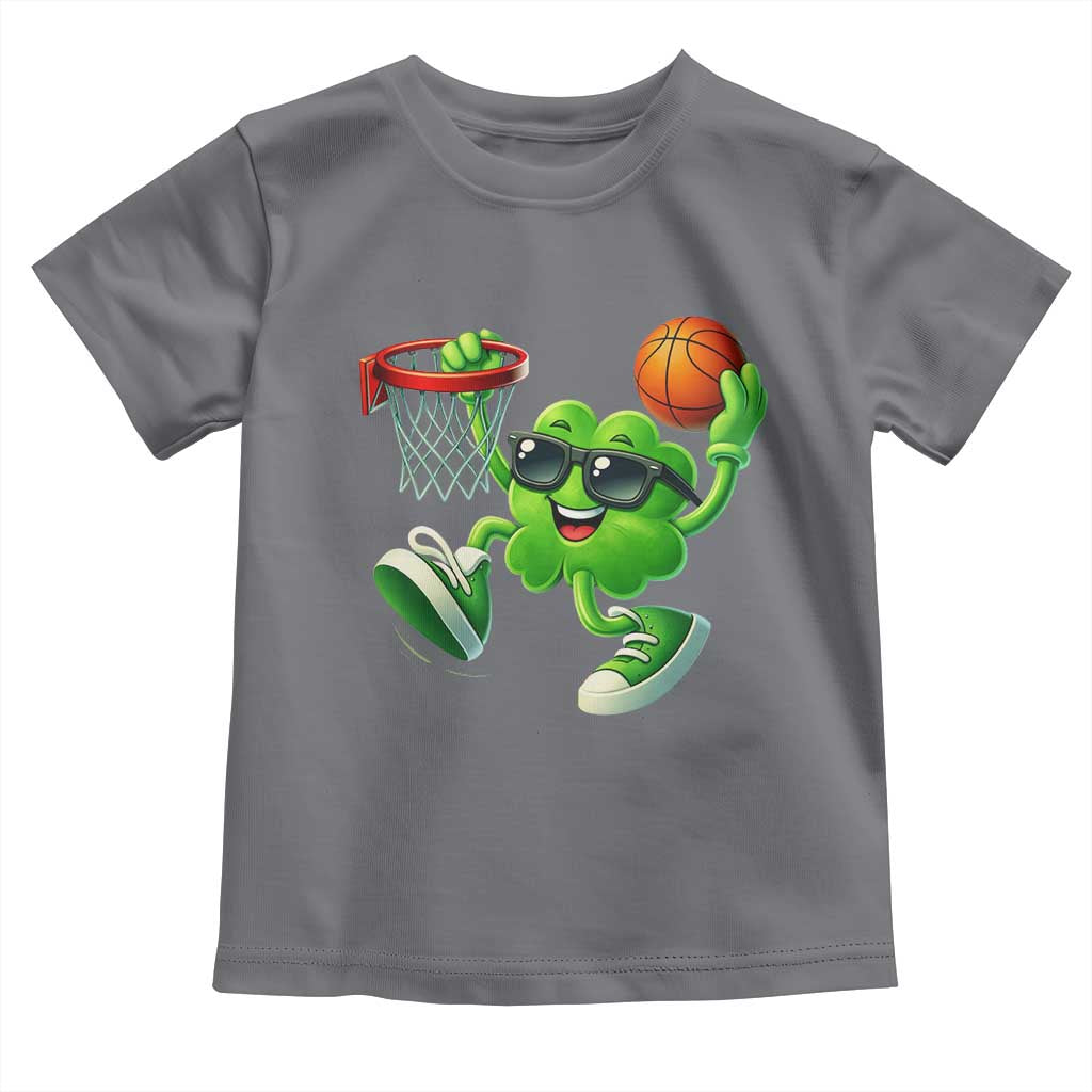 Basketball St Patricks Day Toddler T Shirt Cute Irish Shamrock Playing Basketball Player Team Boys TS10 Charcoal Print Your Wear
