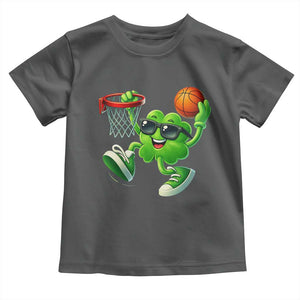 Basketball St Patricks Day Toddler T Shirt Cute Irish Shamrock Playing Basketball Player Team Boys TS10 Dark Heather Print Your Wear