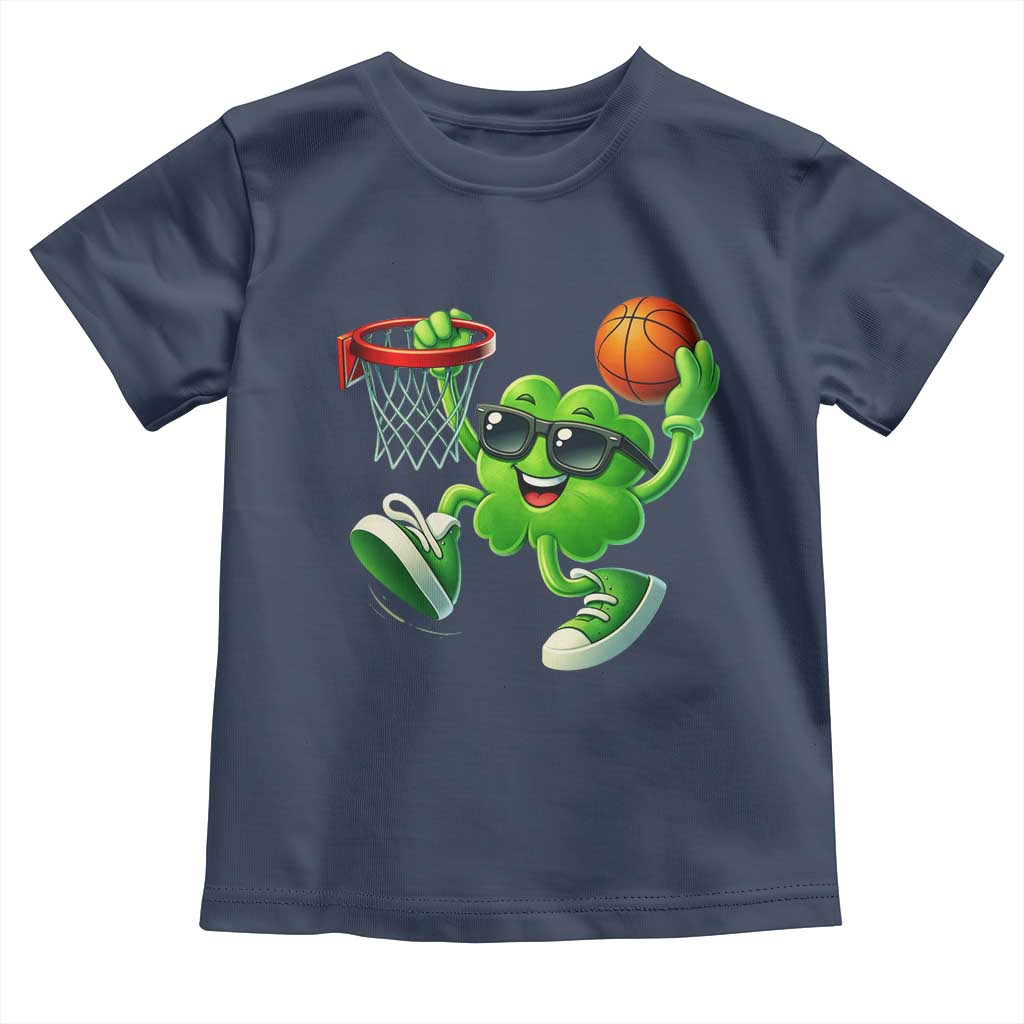 Basketball St Patricks Day Toddler T Shirt Cute Irish Shamrock Playing Basketball Player Team Boys TS10 Navy Print Your Wear
