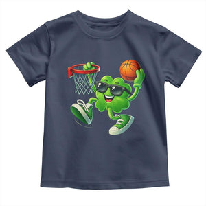 Basketball St Patricks Day Toddler T Shirt Cute Irish Shamrock Playing Basketball Player Team Boys TS10 Navy Print Your Wear