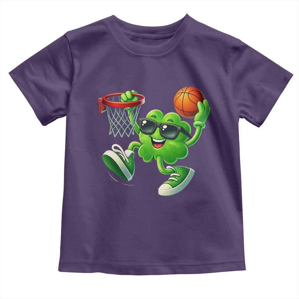 Basketball St Patricks Day Toddler T Shirt Cute Irish Shamrock Playing Basketball Player Team Boys TS10 Purple Print Your Wear