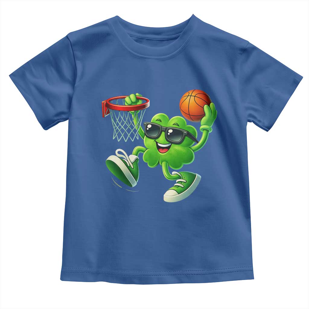 Basketball St Patricks Day Toddler T Shirt Cute Irish Shamrock Playing Basketball Player Team Boys TS10 Royal Blue Print Your Wear