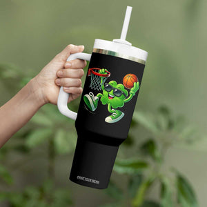 Basketball St Patricks Day Tumbler With Handle Cute Irish Shamrock Playing Basketball Player Team Boys TS10 Print Your Wear