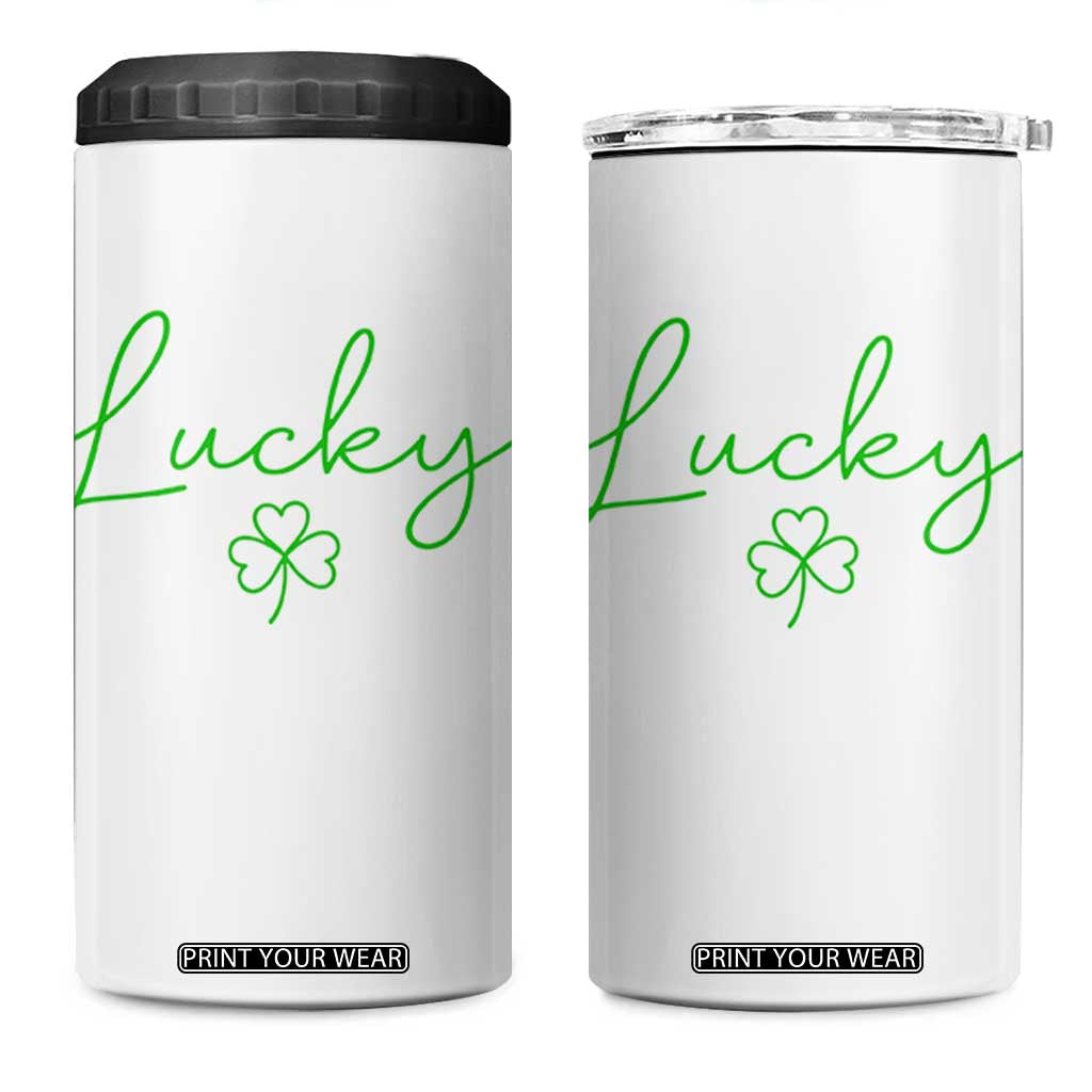 Lucky Irish Shamrock 4 in 1 Can Cooler Tumbler St Patricks Day Letter Print Lightweight TS10 One Size: 16 oz White Print Your Wear