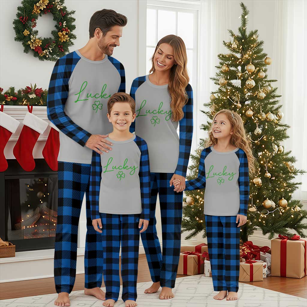 Lucky Irish Shamrock Plaid Pajama Set St Patricks Day Letter Print Lightweight TS10 Blue Plaid Print Your Wear