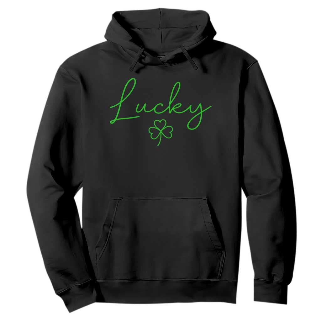 Lucky Irish Shamrock Hoodie St Patricks Day Letter Print Lightweight TS10 Black Print Your Wear