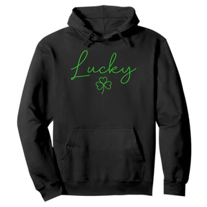 Lucky Irish Shamrock Hoodie St Patricks Day Letter Print Lightweight TS10 Black Print Your Wear