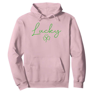Lucky Irish Shamrock Hoodie St Patricks Day Letter Print Lightweight TS10 Light Pink Print Your Wear