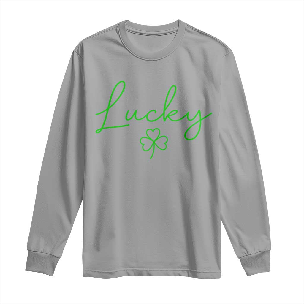 Lucky Irish Shamrock Long Sleeve Shirt St Patricks Day Letter Print Lightweight TS10 Sport Gray Print Your Wear