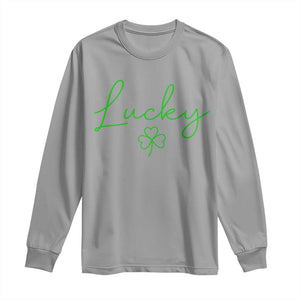 Lucky Irish Shamrock Long Sleeve Shirt St Patricks Day Letter Print Lightweight TS10 Sport Gray Print Your Wear
