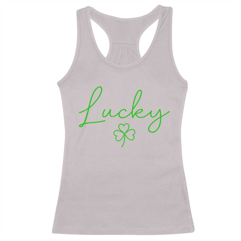 Lucky Irish Shamrock Racerback Tank Top St Patricks Day Letter Print Lightweight TS10 Ice Gray Print Your Wear
