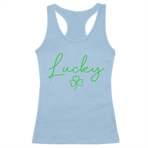 Lucky Irish Shamrock Racerback Tank Top St Patricks Day Letter Print Lightweight TS10 Light Blue Print Your Wear